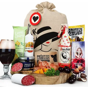 Dárkový potravinový koš Persi - Dárkový koš pro ženu s pivem k narozeninám, vánocům anebo svátku