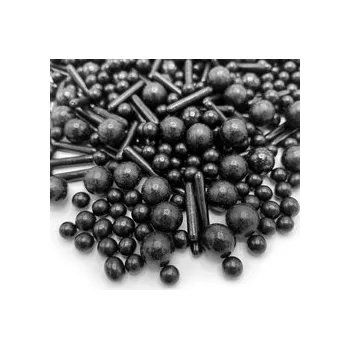 Jedlá dekorace na dort Cukrová dekorace - Černý mix (kuličky, tyčinky) / 30 g