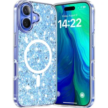 Pouzdro na mobilní telefon Techsuit - Třpytivý třpytivý MagSafe - iPhone 16 Plus - modrý
