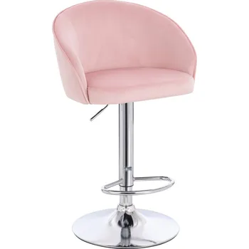 Barová židle Barová židle Fjone velur pudrově růžová - základna chrom