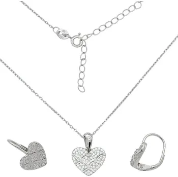 Souprava šperků Stříbrná souprava srdíčka se zirkony