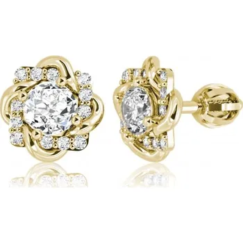 Náušnice Couple, Působivé náušnice Fiore, žluté zlato se zirkony, 585-66-3-0292.0Z00.0.00.001.05