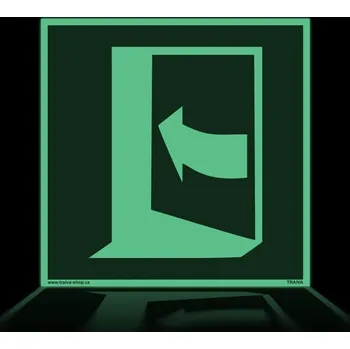 Kancelář Traiva s.r.o. Dveře se otevírají tlačením na levé straně Verze: Plast 150 x 150 mm tl. 1.1 mm - fotoluminiscenční - Kód: 16272