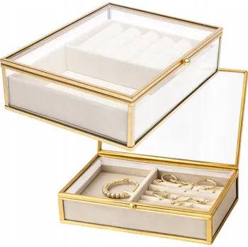 Šperkovnice Šperkovnice na bižuterii zlatá skleněná 5,5x20x15 166674