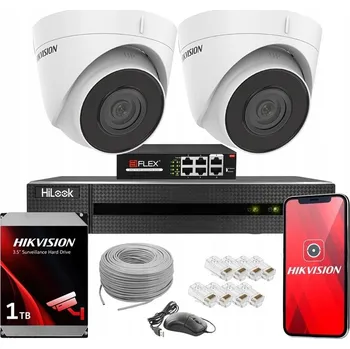IP kamera Sada pro monitorování Hikvision 2 kamery 4Mpx kopulovitý záznamník disk
