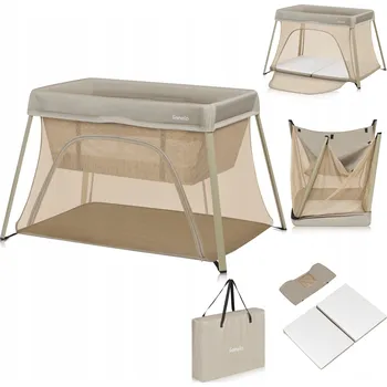 Dětská postýlka Cestovní postýlka Lionelo 74,5 x 110,5 cm béžová LO-ALICE BEIGE OLIVE