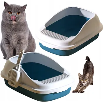 Toaleta pro kočku TOALETA PRO KOČKY VELKÝ PEVNÝ ODOLNÝ OTEVŘENÝ NA STELIVO + LOPATKA