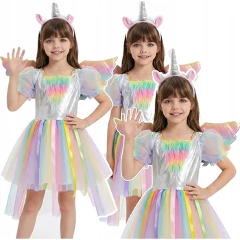 Karnevalový kostým KOSTÝM JEDNOROŽEC 116 122 ŠATY UNICORN PONY NA PLES kostým