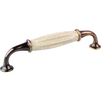 Nábytkové kování Nábytková úchytka Country bronz tmavý/ porcelán 128 mm