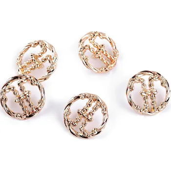 Knoflík Kovový knoflík velikost 24"; 32"; 38", střední, 8 (32") růžové zlato