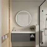 Erga Olivia, kulaté LED zrcadlo 100cm, černý kovový rám, 2300 lm, 6500K, přední osvětlení, ERG-V01-202-1010-BK