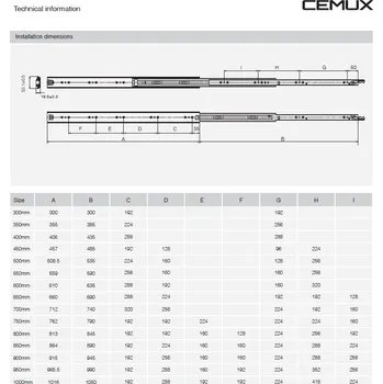 Nábytkové kování Plnovýsuv kuličkový vysoce zátěžový 100 kg s aretací - 600 mm
