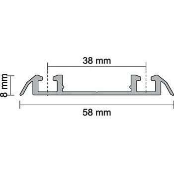 Nábytkové kování Aluprofil Kolejnice spodní 75 mm - Černá matná - 3 m