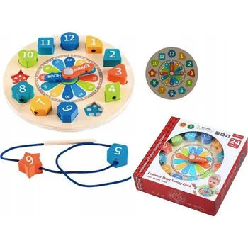 Hodiny DŘEVĚNÉ HODINY TŘÍDIČKA STAVEBNICE TVARY NÁLEPKY