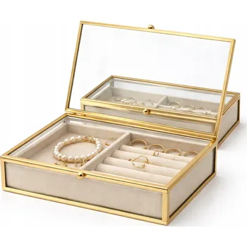 Šperk Šperkovnice na bižuterii zlatá skleněná 5,5x17x13 166673