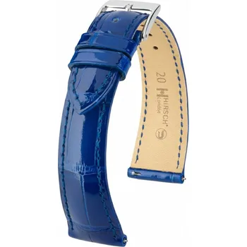 Řemínek na hodinky Kožený řemínek Hirsch London L 04207082-2, modrý, aligátoří kůže, délka L, Quick Release - 20 mm