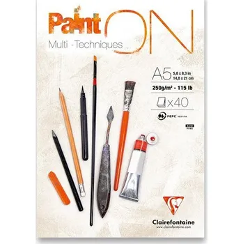 Výtvarná sada Clairefontaine Blok Paint On White A5, 40 listů, 250 g