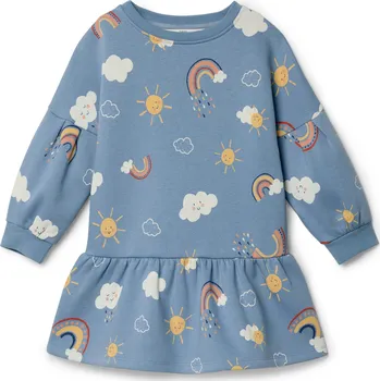 Dívčí šaty 720492 - Tchibo - Dívčí teplákové šaty - pro miminko - vel. 98/104 - barva: modrá/s potiskem