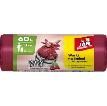 Pytle na odpadky Jan Niezbędny pytle na odpadky easypack se zavazováním, třešňové, 60 l, 18 ks
