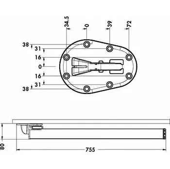 Nábytkové kování Stolová noha výška 700 mm skládací - Černá