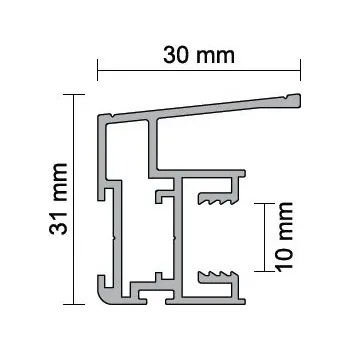 Nábytkové kování Aluprofil Úchytková lišta Merkur 10 mm - 2,70 m - Hliník