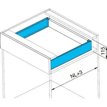 Nábytkové kování Cemux H Box Slim vnitřní zásuvka antracit H84 čelní sklo H54 - 400 mm