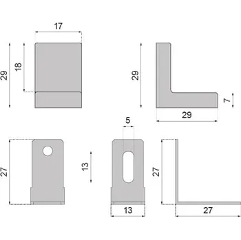 Úhloměr Úhelník nábytkový kovový s krytem - Antracit