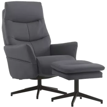 Křeslo SIESTA - relaxační křeslo s podnožkou, ekologická kůže šedá