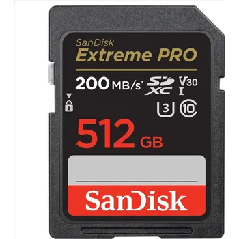 Paměťová karta Paměťová karta Sandisk Extreme PRO 512GB SDXC 200MB/s / 140MB/s, UHS-I, Class 10, U3, V30 SDSDXXD-512G-GN4IN