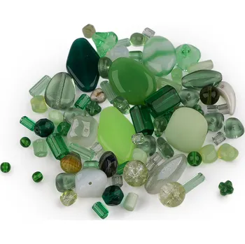 Dětské navlékací korálky Skleněné korálky ramš mačkanice, střední, 25 zelená