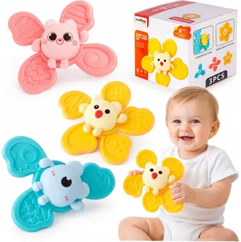 Hračka pro nejmenší 3x Fidget Spinner HRAČKA DO VANY Senzorická hračka s přísavkou, chrastítko