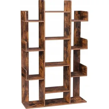 Knihovna Rohová police Vasagle, 86 cm x 140 cm x 86 cm, odstíny hnědé