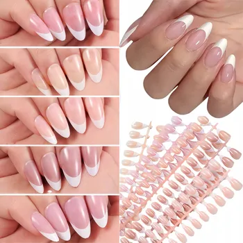 Nalepovací nehty PRESS ON NAILS TIPSY 150 ks na nohy - francouzská manikúra TRADIČNÍ KLASIKA - elegantní