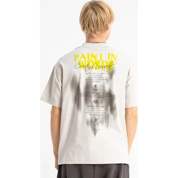 Chlapecké tričko Reporter Young | Chlapecké světle béžové LOOSE tričko s potiskem PAINT IN WORDS na zádech - Barva BÉŽOVÁ, Velikost 170 261-0440B-08-190-1