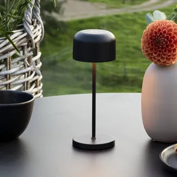 Venkovní osvětlení Konstsmide LED stolní lampa Lille na baterie, výška 20 cm, černá, IP54, USB 1 x 2,5 W LED - Doprava zdarma