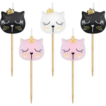 Dortová svíčka GoDan S.A. Dortová svíčka - Kočka 7 cm (5 ks)