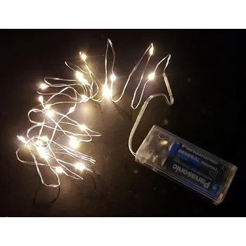 Vánoce VOR-BAT 2M-D - 2m dekorační, světelný vánoční řetěz na drátu, nap. na baterie 2x AA, svit bílá studená, bílá teplá a barevná RGB Barva: Bílá teplá