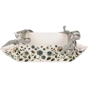 chlebník Béžový bavlněný košík na pečivo s květy Gently Blooming - 35*35*8 cm