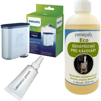 Náhradní díl pro kávovar Philips AquaClean CA6903/10 filtr do kávovaru + Penepex Eco odvápňovač 500 ml + Saeco mazivo pro spařovací jednotku