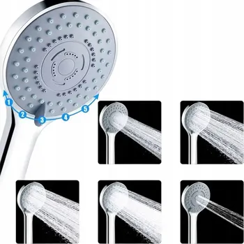 Sprchová hlavice Sprchová Sprchová Hlavice KILE chrom 5 režimů úsporná G1/2 ABS