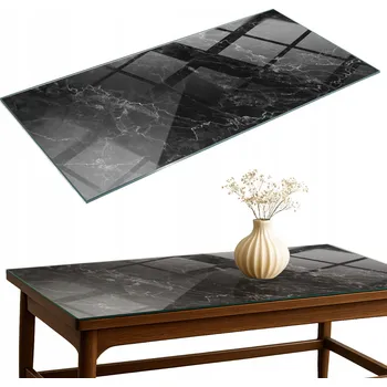 Konferenční stolek Dekorativní Stolová Deska Tvrzené Sklo Mramorový Vzor s Žilkami 120x60 cm