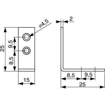 Úhloměr Úhelník - 25x25 mm