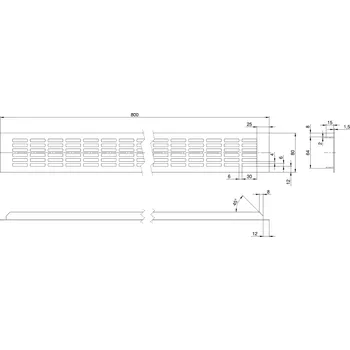 Nábytkové kování Větrací mřížka černá mat, 80 mm - 800 mm