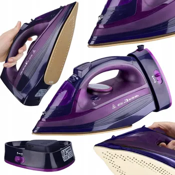 Žehlička ŽEHLIČKA BEZDRÁTOVÁ NAPAROVACÍ KERAMICKÁ FIALOVÁ 2400W