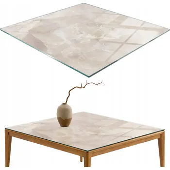 Konferenční stolek Deska na stůl Tvrzené Sklo s grafikou mramorové textury, 60x60 cm