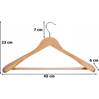 Věšák DŘEVĚNÝ VĚŠÁK NA KABÁTY BUNDY OBLEČENÍ SAKOVÝ PROFILOVANÝ PEVNÝ