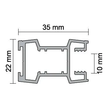 Nábytkové kování Aluprofil Úchytková Lišta Kronos 10 mm - 2,70 m - Hliník