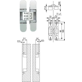 pant Závěs dveřní skrytý KUBICA K6400 - Nikl satin