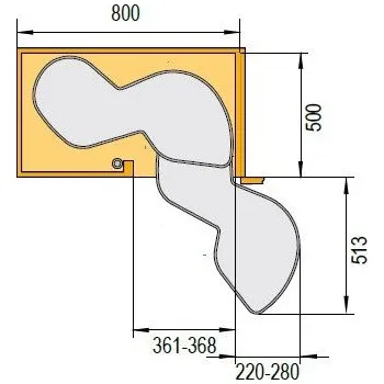 Nábytkové kování KES LeMans II sada polic Arena Classic - 400 mm, 800 mm, Pravý