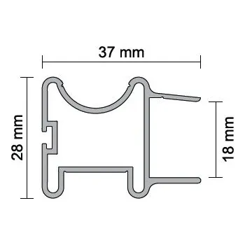 Nábytkové kování Aluprofil Úchytková lišta Neptun 18 mm - 2,70 m - Hliník